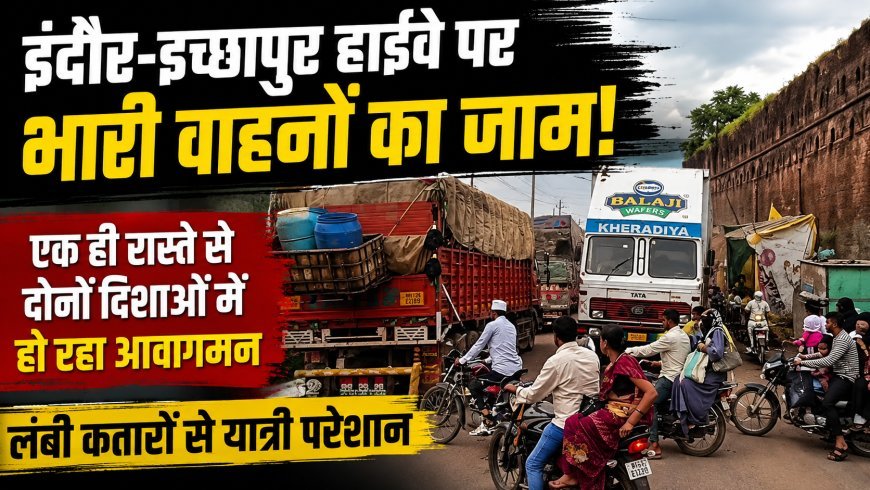 इंदौर-इच्छापुर हाईवे पर भारी वाहनों का जाम, एक ही रास्ते से हो रहा दोनों दिशाओं में आवागमन